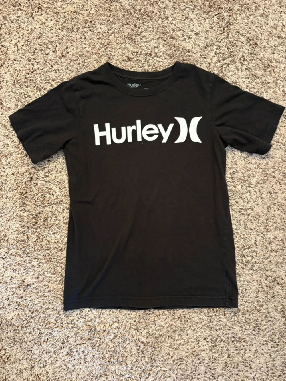 Hurley Boys Medium Black Logo Graphic T-Shirt Surf Skate